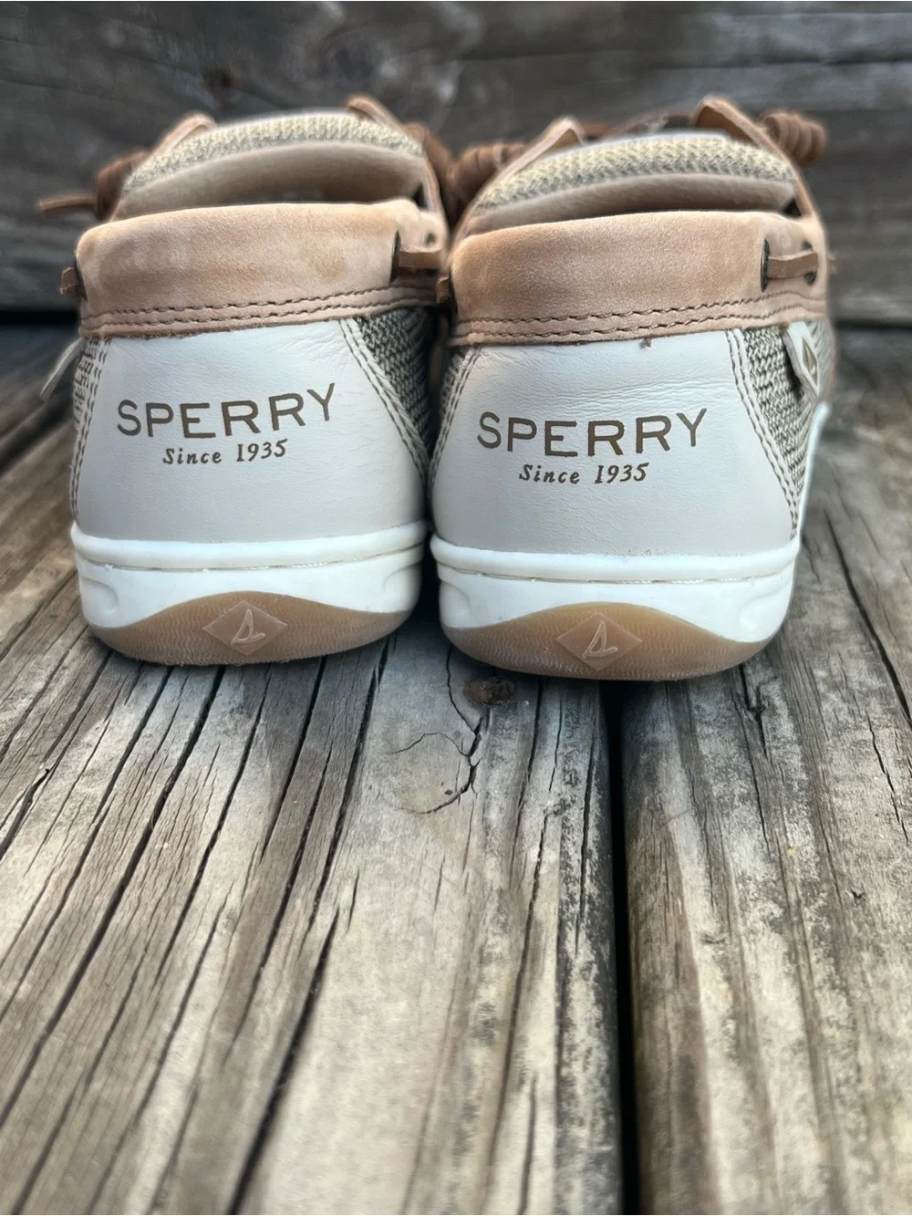 Sperry Kids Light Tan/Mesh Boat Shoes